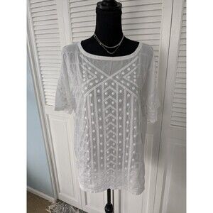 Madewell Broadway & Broome Top Women's S White Cotton Blouse Cottagecore Crochet